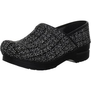 Dansko Vegan Pro Chenille Clogs Arch Rocker Anti-Fatigue Black Gray 7.5